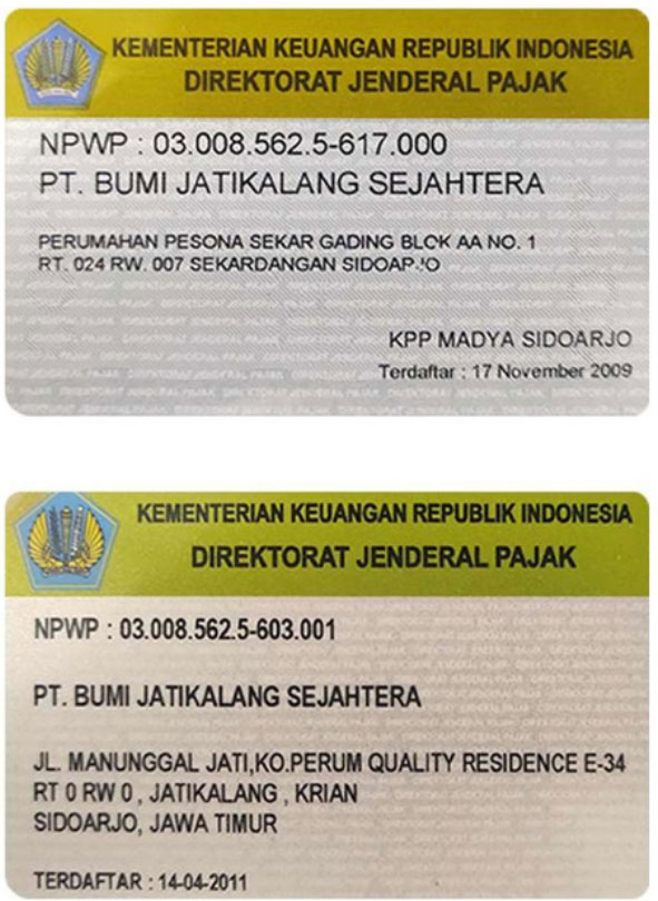NPWP PT BUMI JATIKALANG SEJAHTERA