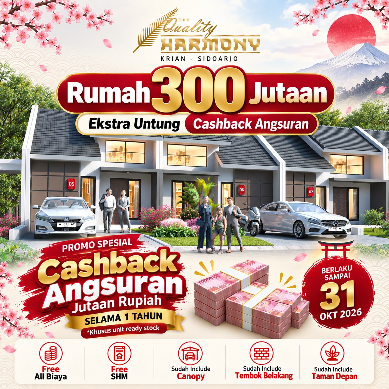 Promo Quality Harmony Krian Sidoarjo Oktober 2026 rumah 300 jutaan cashback angsuran 1 tahun